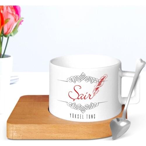 Personalized Professional Poet Wood Altlıklı Ceramic Cup