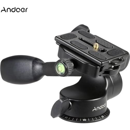 Andoer Q08 3-Way Fluid Ball Head Rocker Arm Video Tripod Ball Head+Quick Release Plate for DSLR Camera Tripod Monopod Ball Head