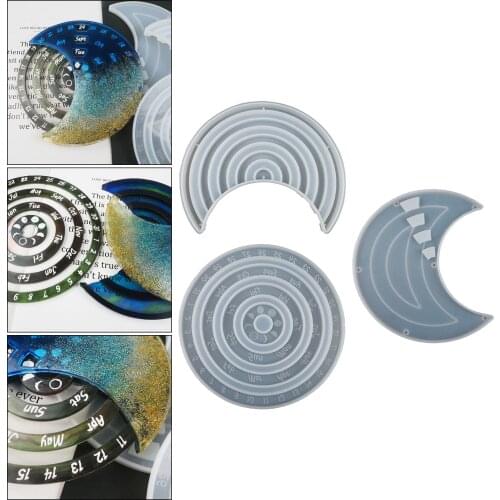 DIY Perpetual Calendar Resin Casting Silicone Jewelry Molds Home Office Living Room Wall Clocks Decoration