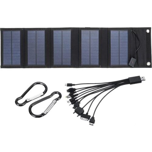 30W Foldable Solar Panel Charger Kit with USB Cables for Outdoor Camping Portable Power Bank for Phone Battery