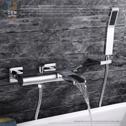 Modern Wall Mounted Bathroom Faucet Bath Tub Mixer Tap With Hand Shower Head Shower Faucet hot and cold waterfall brass torneira