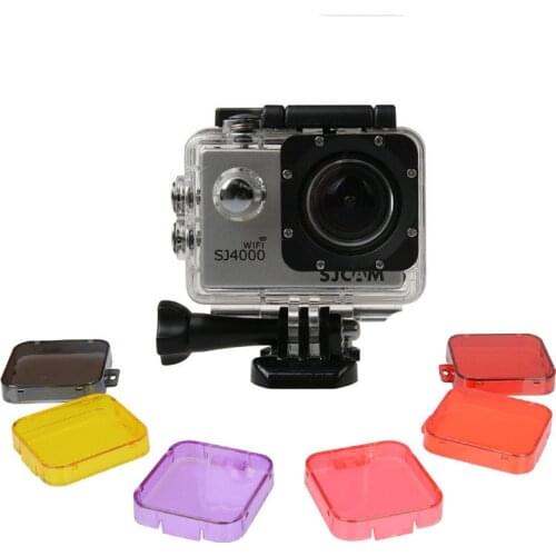SJ4000 Waterproof Case Diving Filter Yellow Red Purple Grey Pink Orange Underwater Dive Filtors for SJCAM SJ4000 SJ4000WIFI