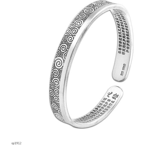 KJJEAXCMY Boutique jewelry Distressed Thai Silver Hand Ornaments Foot Silver 999 Buddha Womens Xiangyun Heart Sutra Bracelet