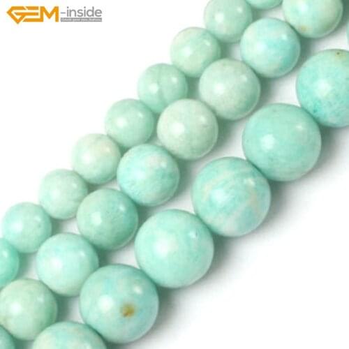 Gem-inside 4-10mm Natural Stone Beads Round Russia Amazonite Beads For Jewelry Making Beads 15'' DIY Beads Jewellery