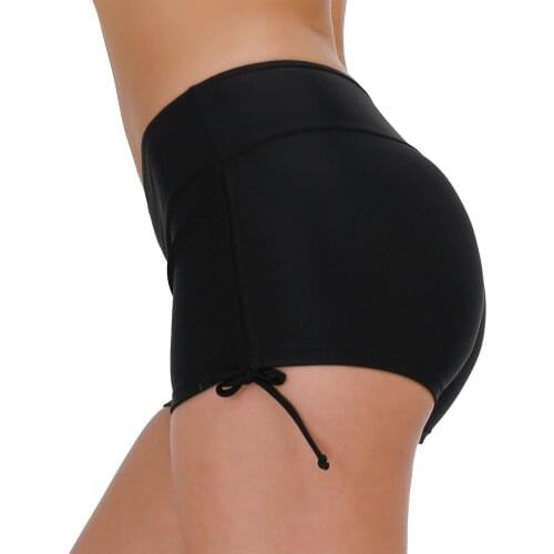 Women Summer Slim Tight Shorts Simple Retro Solid White Black Elastic Adjustable Low Waist Bodycon Mini Beach Board Boxer Shorts