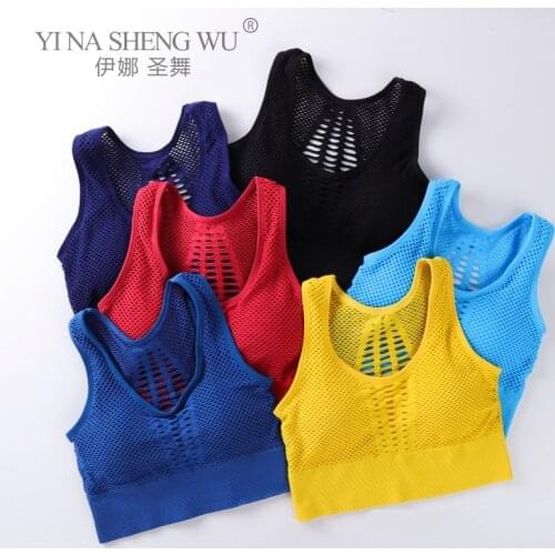 Womens Medium Mesh Support Cross Back Wirefree Removable Cups Sport Bra Tops Freedom Seamless Yoga Gym Running Sports Bras New