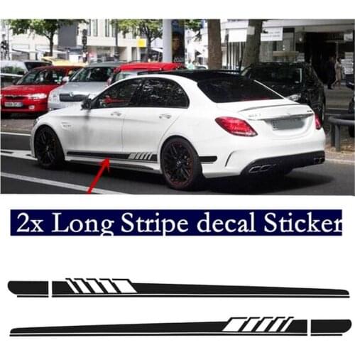 2pcs Racing Car Stripe Stickers Side Sports Decal Auto Body Decoration Sticker for Benz C-Class C180 C200 C230 C280 W204 W205