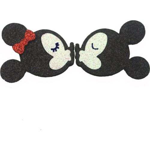 Free shipping 20pcs Cute Children Cartoon Glitter Kiss Mouse Ear Bowknot Hair Baby Hair Accessories Girl Sets Headwear Barrettes