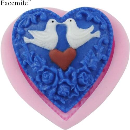 3D diy heart dove silicone fondant tools cake decorating tool silicon fondant mold Jelly/Pudding Mold moule silicone 50-20 Gift
