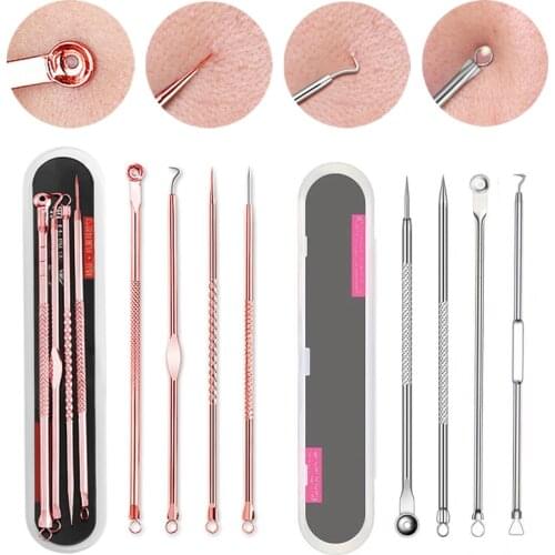 4 5 Pcs Stainless Steel Blackhead Remover Tool Kit Face Massage Whitehead Pimple Spot Comedone Acne Extractor Face Massager