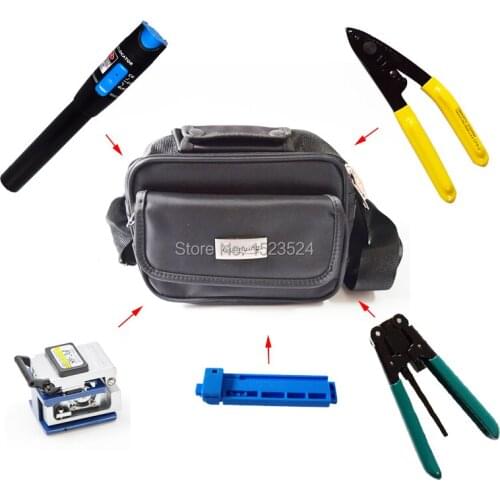 6pcs/set FTTH Assembly Fiber Optic Tool Kit with Fiber Cleaver CFS-2 Fiber Optic Stripper Visual Fault Locator 5km