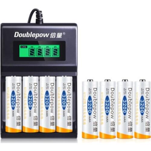 8PCS original 1.2v AA rechargeable battery large capacity 3200mAh Ni-MH rechargeable battery + 4 slot USB smart charger