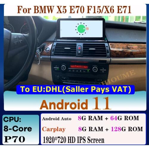 10.25" 8Core CPU 8G RAM Android 10 Car Multimedia Player GPS for BMW X5 E70 F15/X6 E71 F16 2007-2017 Radio Stereo IPS Screen