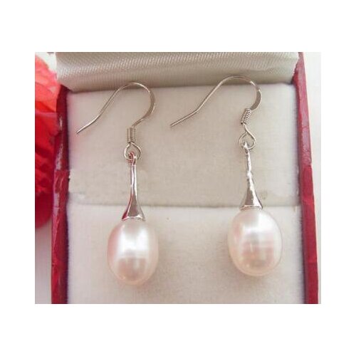 Free shipping luxury Noble jewelry BEAUTIFUL! REAL NATURAL WHITE CULTURED PEARL DANGLE DROP EARRING SILVER HOOK