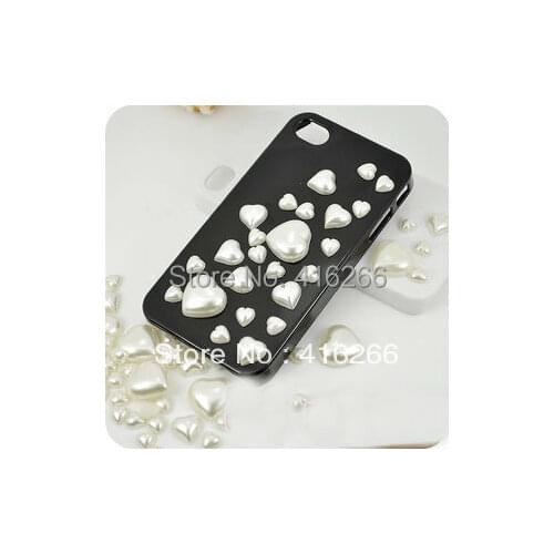 Free Shipping!1000pcsMixed-size cream color half heart flatback imitation pearls for DIY decoration