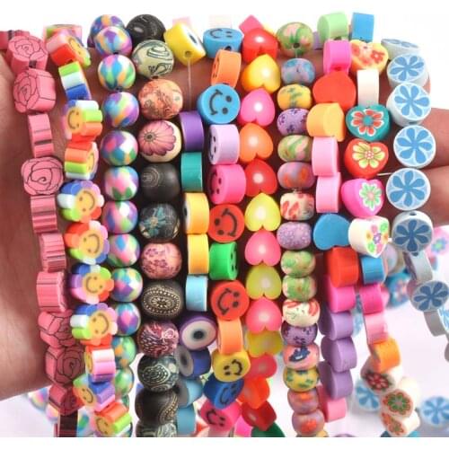 40-60pcs Blend color flower/heart/eye Soft ceramics Spacer Beads Handmade bracelets, necklaces For DIY Jewelry making YKL0882