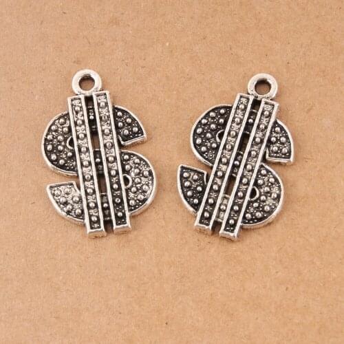 2PCS New hip hop Silver Color Sign Beads Spacer Big US Dollar European Money DIY For Men Women Accessories Jewelry A368