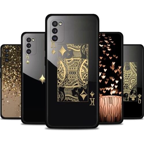 Ace Of Diamonds In Gold Art Case Samsung A72 A71 A52 A51 A42 A91 A41 A32 A31 A21s A21 EU A12 A11 A02 A02s A01 Shell Black Cover