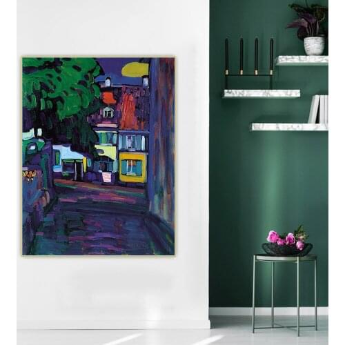 Citon Wassily Kandinsky《Murnau, Houses in the Obermarkt》Abstract Canvas Art Oil Painting Background Wall Decor Home Decoration