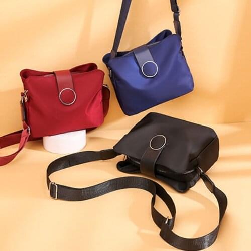 D0LF Women Waterproof Oxford Cloth Crossbody Bucket Bag with Adjustable Strap Solid Color Shoulder Handbag Tote Purse