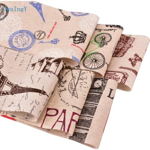 DwaIngY 6pcs/lot Tower Series Cotton Linen Fabric For Patchowrk DIY Sewing Quilting Fat Quarters Material For Child 10x50cm