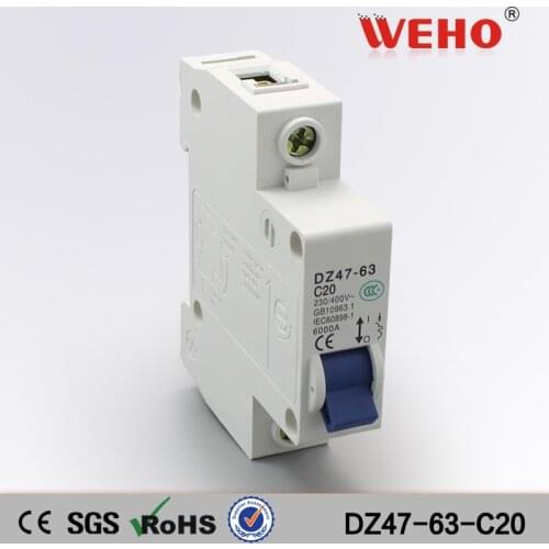 DZ47-63-C20 Hot Sale DZ47-63 20a High Breaking Mini Circuit Breaker 1P 230V