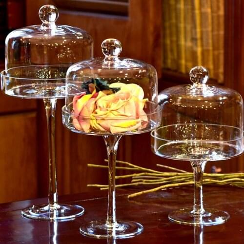 Europe Tall Transparent Candy Jar And High Foot Storage Tank With Lid Glass Container Canister Storage Decor home Wedding Gift