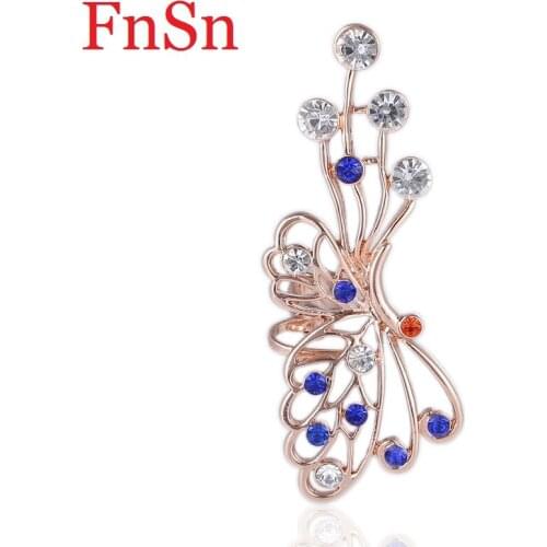 Fnsn 2017 New Arrivals Fashion Ear Cuff Earrings Butterfly For Women Gold Crystal Animal Clip Earring Zinc Alloy Ear Cuff Gift
