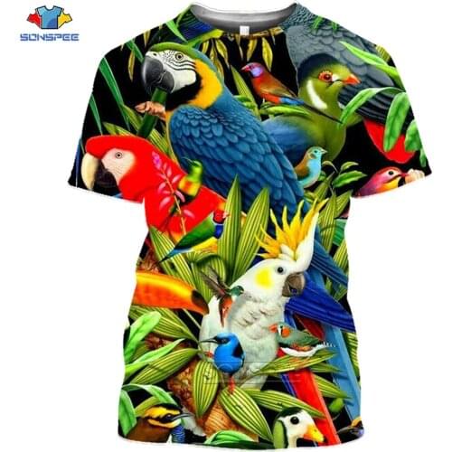 Parrot T Shirt Men Flower Tshirt Hip Hop Tee Animal Brid 3d Print T-shirt Women Clothing Casual Tops Mens Sweatshirt Shirts H34