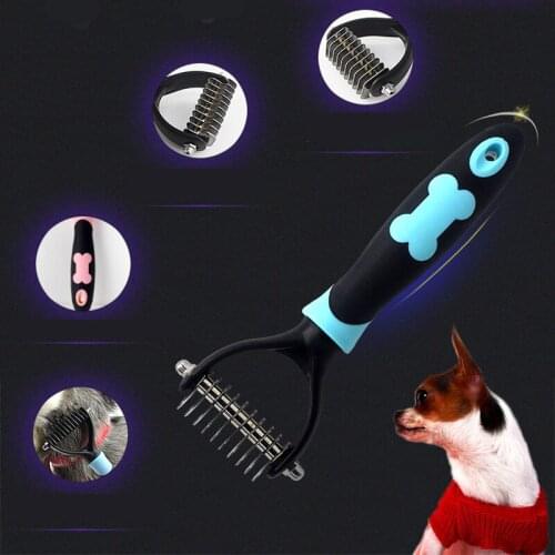 IdYllife Dog Comb Dog Brush with Blades Pet Grooming Accessories Puppy Hair Remover Tools Hair Trimmer Stainless Steel Anti Knot