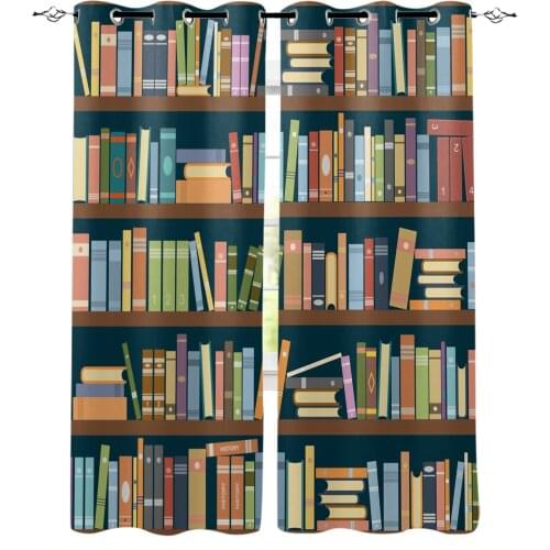 Bookshelf Library Book Modern Curtains for Living Room Bedroom Kitchen Curtains Drapes Window Treatments