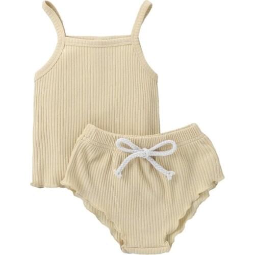 2021 Summer Newborn Baby Set Baby Girl Infant Childrens Clothing Pit Strip Sleeveless Top Briefs Baby Suit