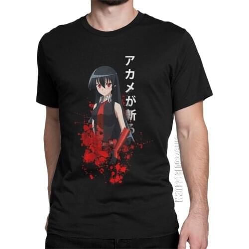 Mens Akame Ga Kill T-Shirts Night Anime Tatsumi Elfen Lied Hellsing Berserk Cotton Tops Short Sleeve Tees Summer T-Shirt