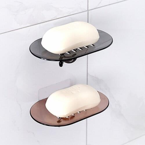 Soap Dishes Suction Wall Type Drain No Nails No Trace Magic Stick Soap Storage Box Bathroom Home Supplies