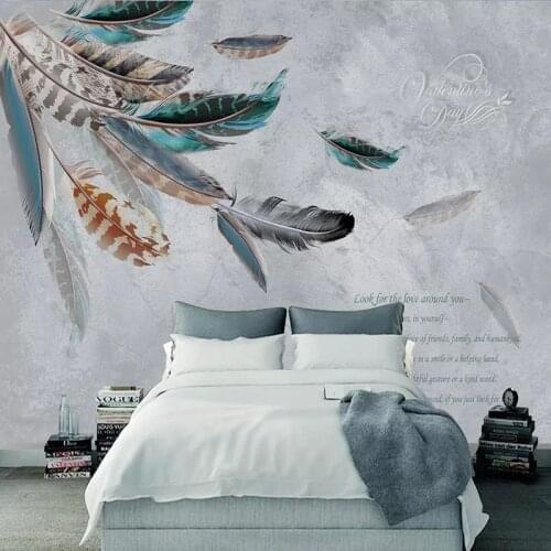 Custom 3D Wallpaper Modern Simple Plant Leaves Feathers Marble Patterns Wall Painting Living Room Bedroom Home Decor Wall Papers