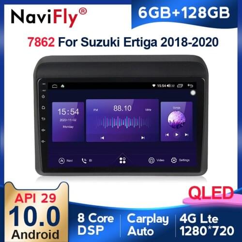 NaviFly 7862 QLED Screen 1280*720 Android 10.0 For Suzuki Ertiga 2018 - 2020 Car Radio Multimedia Video Player GPS Navigation
