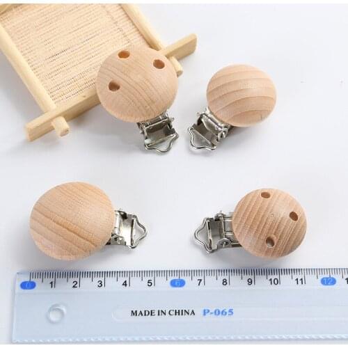 DIY Raw Wood Color Baby Safe and Environmentally Friendly Soothing Beech Wood Pacifier Clip Pacifier Clip Clip Chain