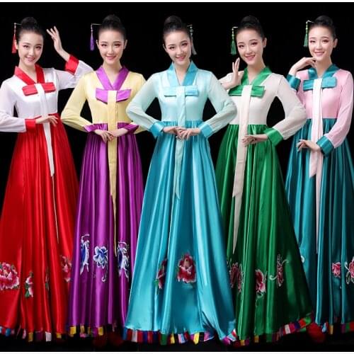 New Korean Dance Costumes Hanbok Dress Adult Women Traditional Court National Costumes Minority Dance Performance Dress SL1577