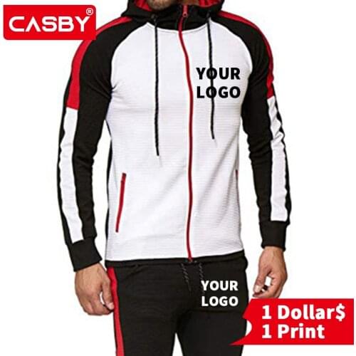 New Design Casual Men Sets Fashion Personal Custom Graphic Zipper Sports Clothing Simple DIY Print Logo Outdoor Tracksuit CA210