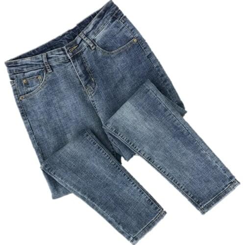 Wholesale 2020 Fat sister autumn Korean style jeans plus size 4XL womens trousers high waist stretch small feet pencil pants