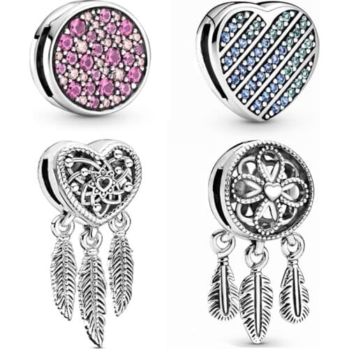 NEW s925 charms silver color Reflexions beads DIY Fixed clip fit original Pandora charms silver color s925