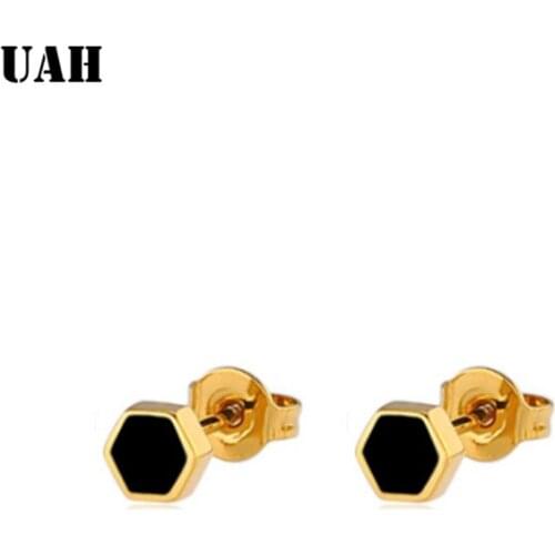 UAH Simple Geometric Semicircular Hexagon Earrings Black Earrings For Women Bijuteria Feminina Bijoux Femme Marque De Luxe