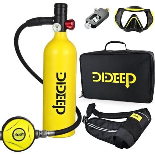 DIDEEP 1L Scuba Diving Tank Set Mini Oxygen Cylinder Respirator Air Tank Hand Pump for Snorkeling Diving Equipment