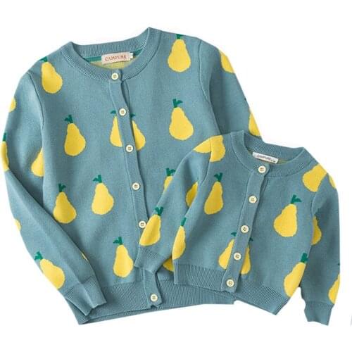 Family Look Mother Daughter Clothes Parent-child Outfits Girl Womens Sweater Family Matching Outfits Mother Daughter Cardigan