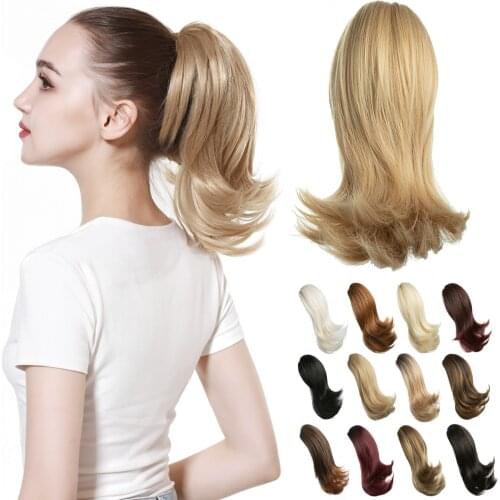 Claw Clip In Ponytail Hair Extensions Synthetic Hairpiece Horse Tail Fake Hair Wavy Blonde False Pigtail With Elastic Band