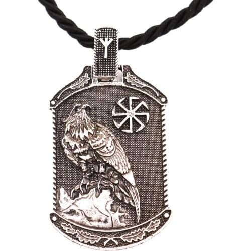 Odin Raven Viking Runes Algiz Clasp Pendants Necklaces Mens Amulet Slavic Kolovrat Talisman Jewelry