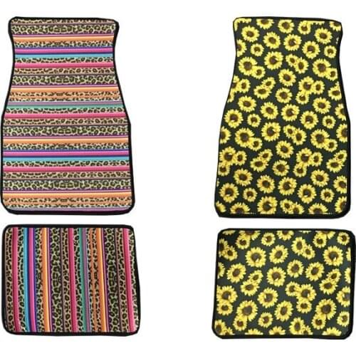 2pcs/set Neoprene Universal Car Floor Mats Leopard Print Foot Carpets Anti Skidding Bathing Bedroom Decor Blanket Carpets