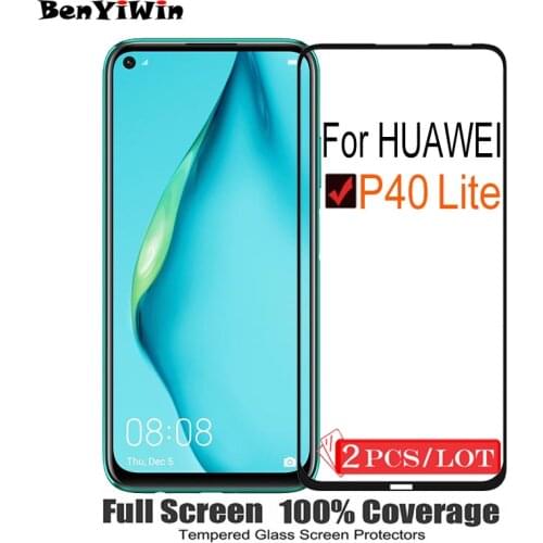 2PCS Original Full Cover Screen Protector Tempered Glass For Huawei P40 Lite on Protective Glass For JNY L21 L22 L01A L02A Film
