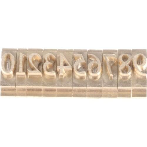 10pcs/lot Time New Roman Numbers 6mm Gold Brass Flexible Metal Stamping Logo Brass 0123456789 Embosser Leather Wood Craft Tools