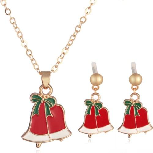 12pcs/lot Winter New Fashion Christmas Party Metal Bell Necklace Earring Set